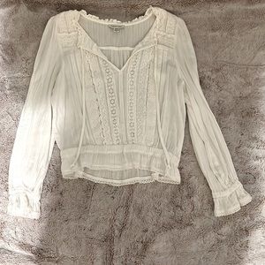 American eagle, white crop peasant top